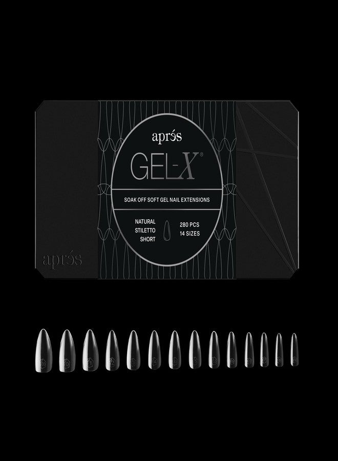 APRÉS Apres Gel-X® Stiletto Box of Nail Tips | 280 Gel-X Tips, Soft Tips, 14 Sizes 00-9 | Half-sizes Included (Natural Stiletto Short, 280 Count) - Image 1